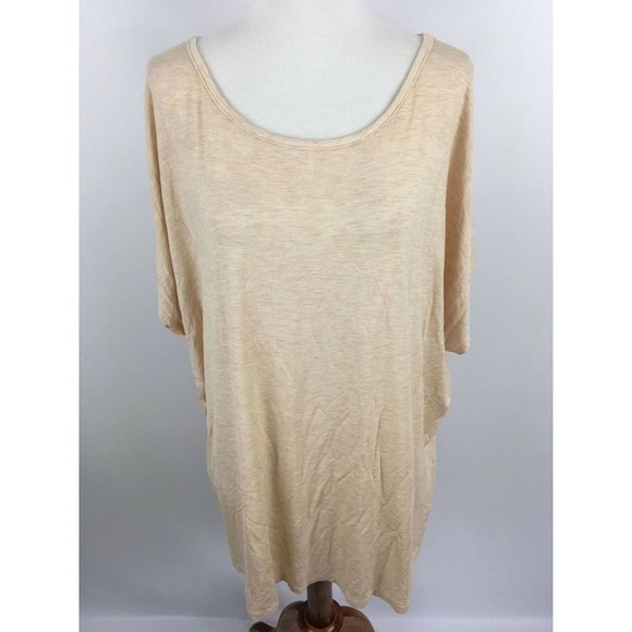 Bobeau Womens Top Cold Shoulder Crewneck Short Sleeve Tee Pink Plus Size 1X - Picture 8 of 12